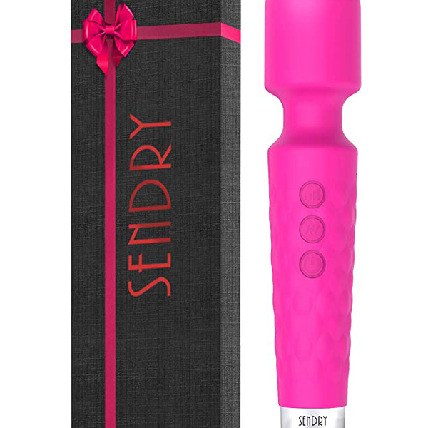 强大的按摩器具有 8 种速度 20 种振动模式 USB 可充电手持式无绳个人按摩器便携式魔术背颈肩身（粉红色(A)）