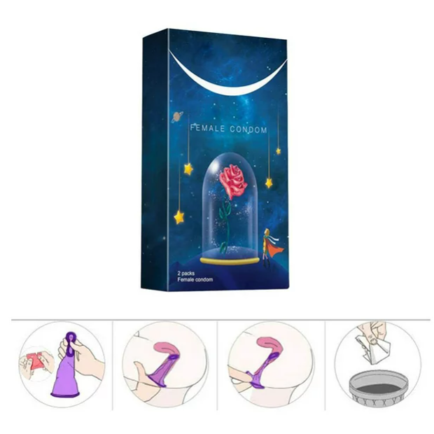 2 件裝女性避孕套超薄乳膠潤滑女性避孕套