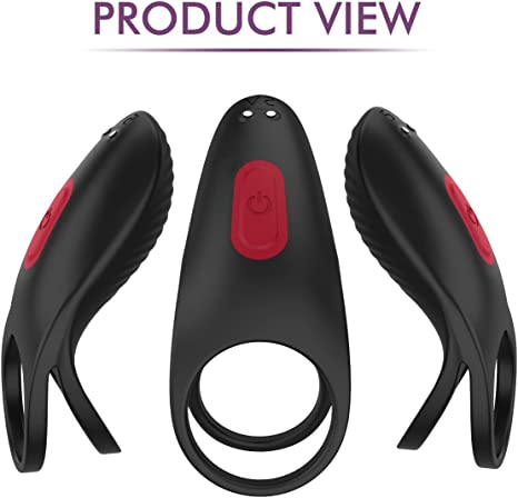 硅胶振动双阴茎环 - 防水可充电阴茎环振动器 - 更长更硬更强勃起增强男性或情侣性玩具(a)